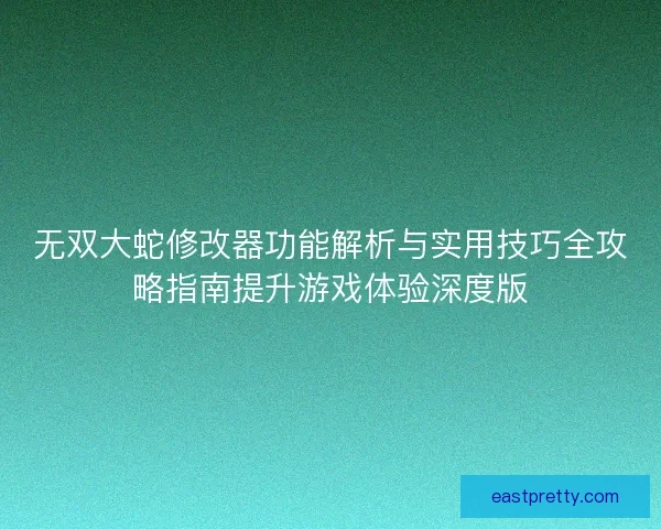 无双大蛇修改器功能解析与实用技巧全攻略指南提升游戏体验深度版